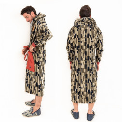 All-In Velour Cotton Bathrobe Jacquard Beige