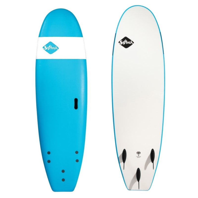 Softech 7ft6 Handshaped Funboard Surfboard Blue