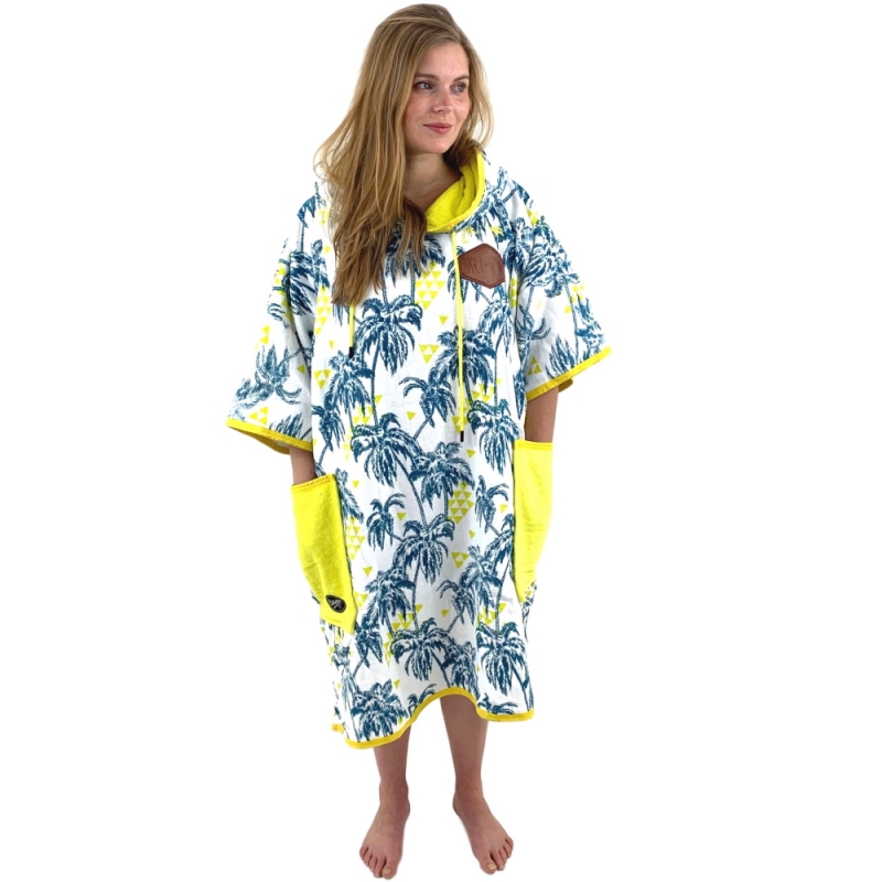 Palm Changing Robe All-In T-Poncho Bumpy Changing Robe Palm Tree Yellow