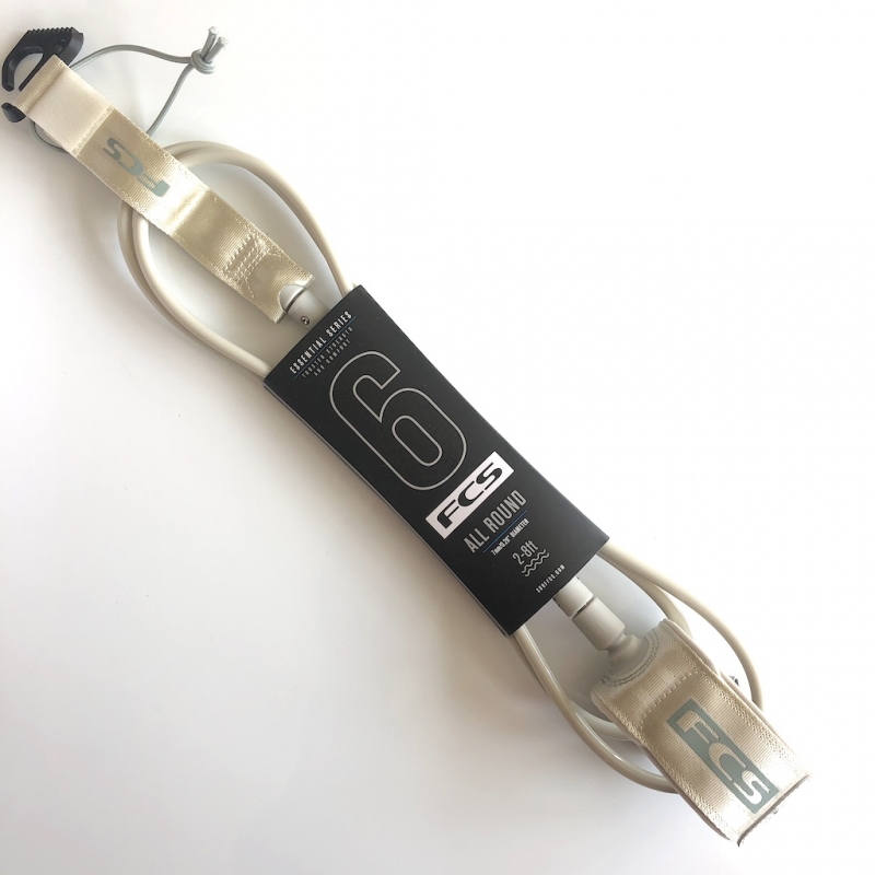 FCS Essential Series 6' Surfboard Leash - Charcoal/Blood Orange